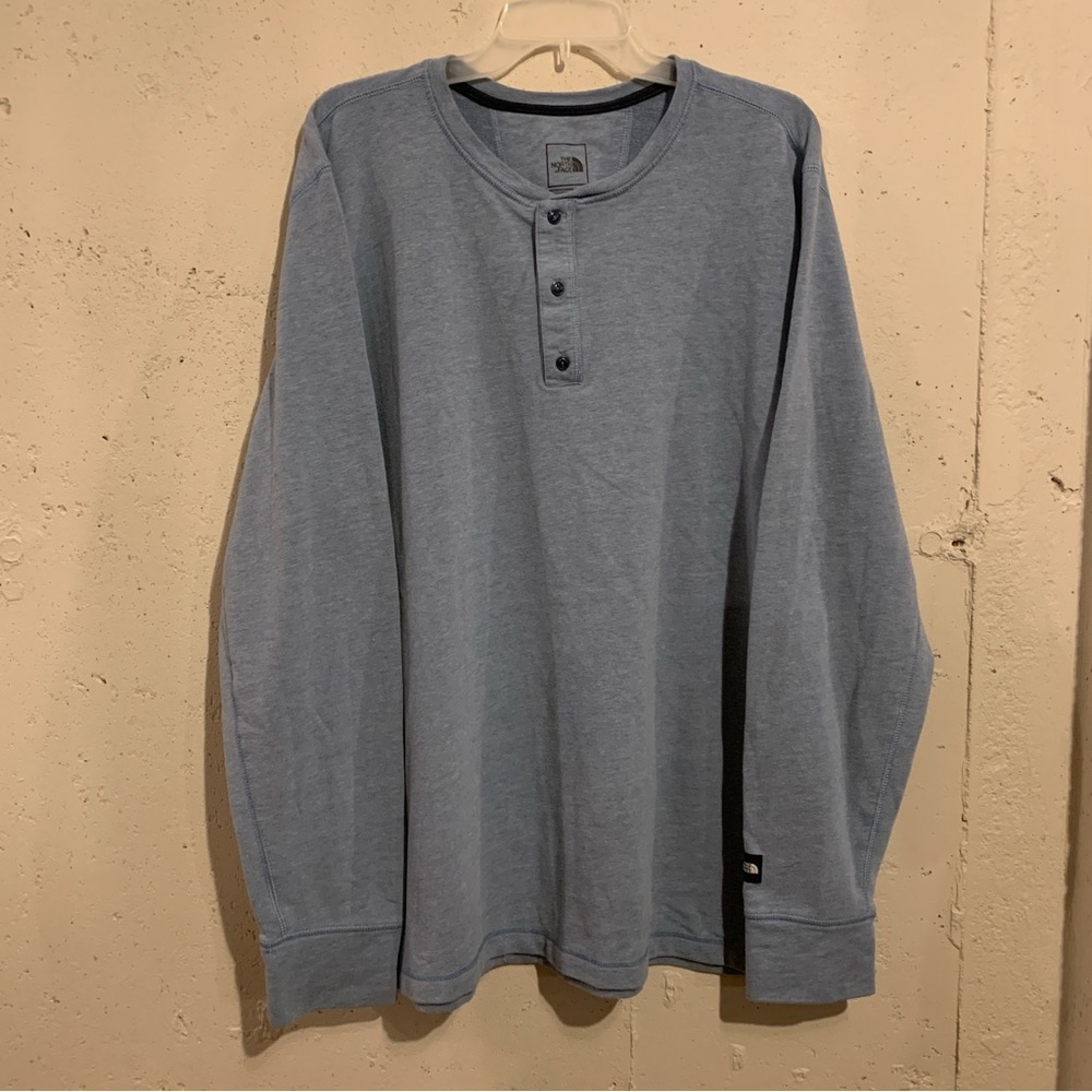 Henley Shirt Long Sleeve The North Face Mens Size XXL Casual Pullover Blue Gray